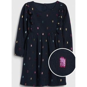 GAP 4T Girls Metallic Dot Lined Dress.Long Sleeves.Buttons At Back.Cotton Blend.